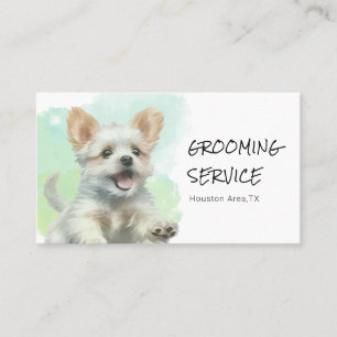 Cartão De Visita Banho e Tosa Personalizado de Cachorro em Aquarela