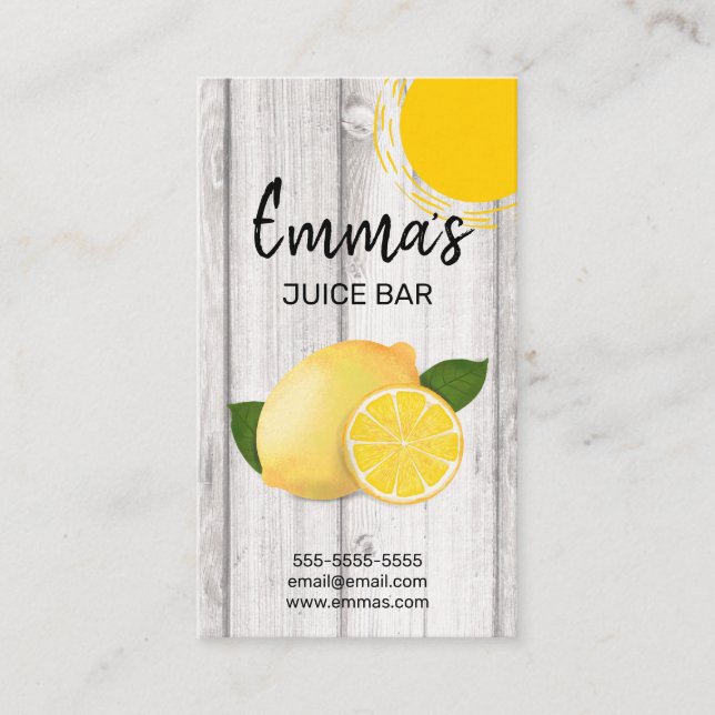 Cartão De Visita bar de café limonada de limão de café solarinho (Frente)