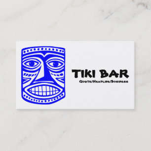 Cartão De Visita Bar de Tiki - azul, preto & branco