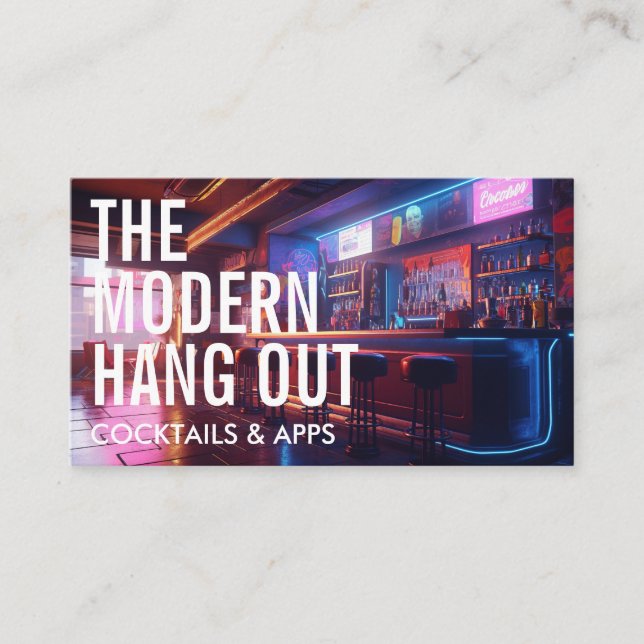 Cartão De Visita Bar do estilo Cyberpunk | Fonte grande (Frente)