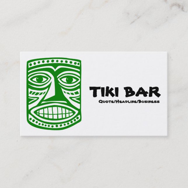 Cartão De Visita Bar Tiki - Verde, Preto e Branco (Frente)