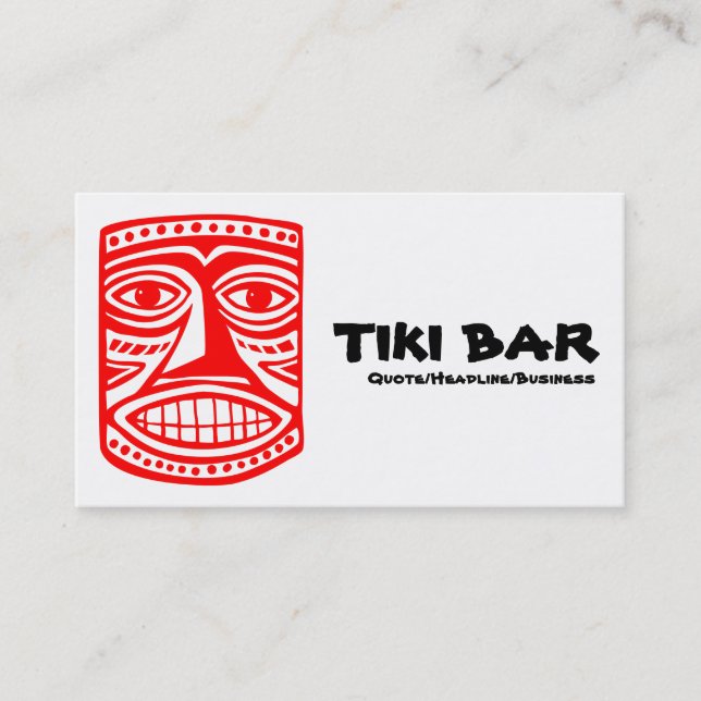 Cartão De Visita Bar Tiki - Vermelho, Preto e Branco (Frente)