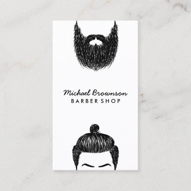 Cartão De Visita barba bigode hipster barbeiro código qr (Frente)
