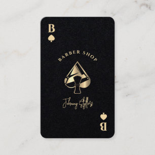 Cartão De Visita Barbearia ás de espadas dourado