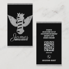 Cartão De Visita Barbearia Asas da Coroa Logotipo Brilhante Profiss