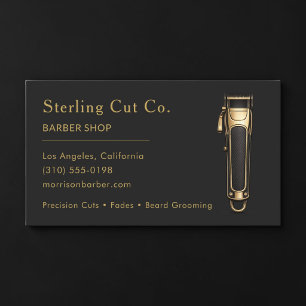 Cartão De Visita Barbearia Black & Gold Profissional