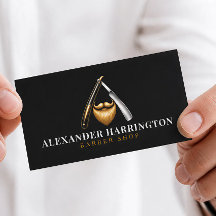 Barbearia Black Razor Golden Beard Logo 