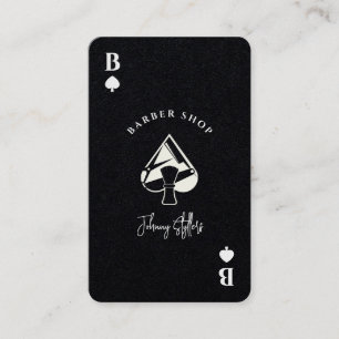 Cartão De Visita Barbearia Black white Ás de espadas