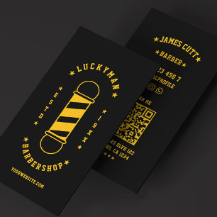 Cartão De Visita Barbearia Clássica de Viagens Barber Amarelo Preto