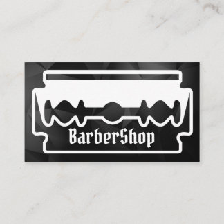 Cartão De Visita Barbearia criativa mínima de razão preta e branca