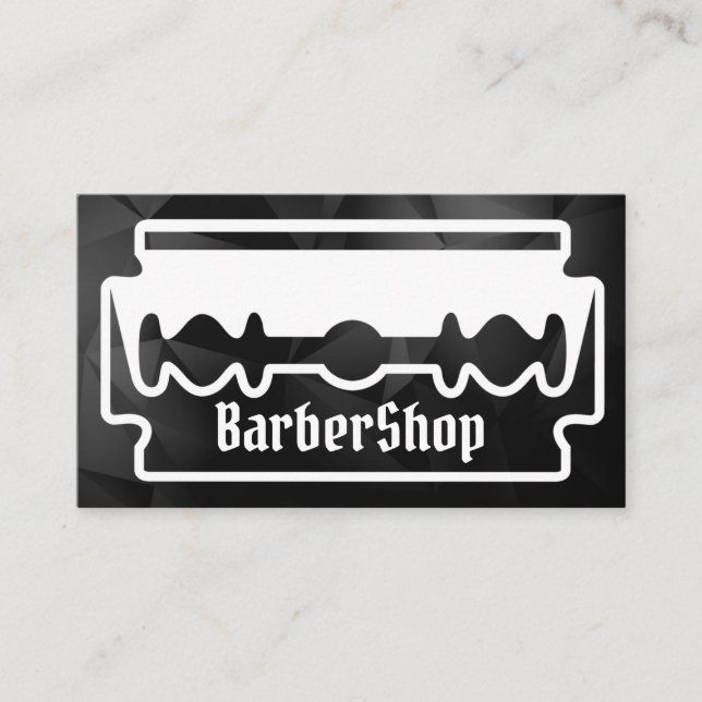 Cartão De Visita Barbearia criativa mínima de razão preta e branca (Frente)