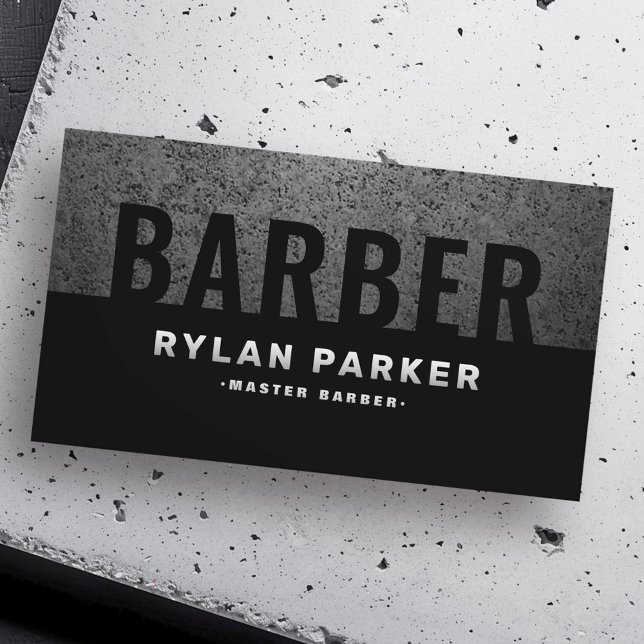 Cartão De Visita Barbearia de barbearia masculina escura (Masculine barber barbershop rough dark business card)