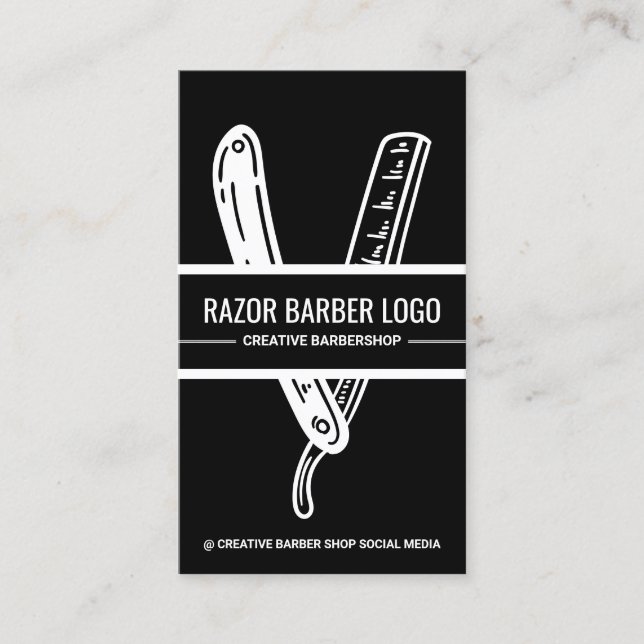 Cartão De Visita Barbearia de Navalha Reta (Frente)