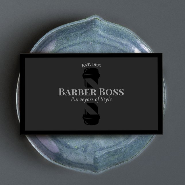 Cartão De Visita Barbearia de Polos Preto legal (Criador carregado)