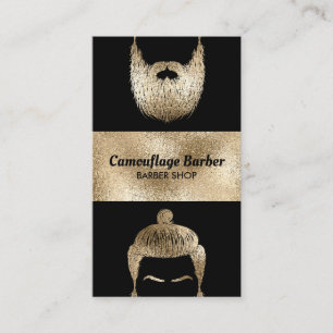 Cartão De Visita Barbearia hipster dourado brilhante