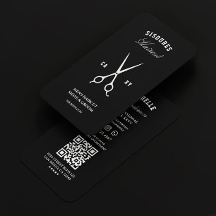 Cartão De Visita Barbearia Moderna - Tesoura Branca Negra