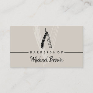 Cartão De Visita Barbearia móvel de barbearia bege em qualquer lug