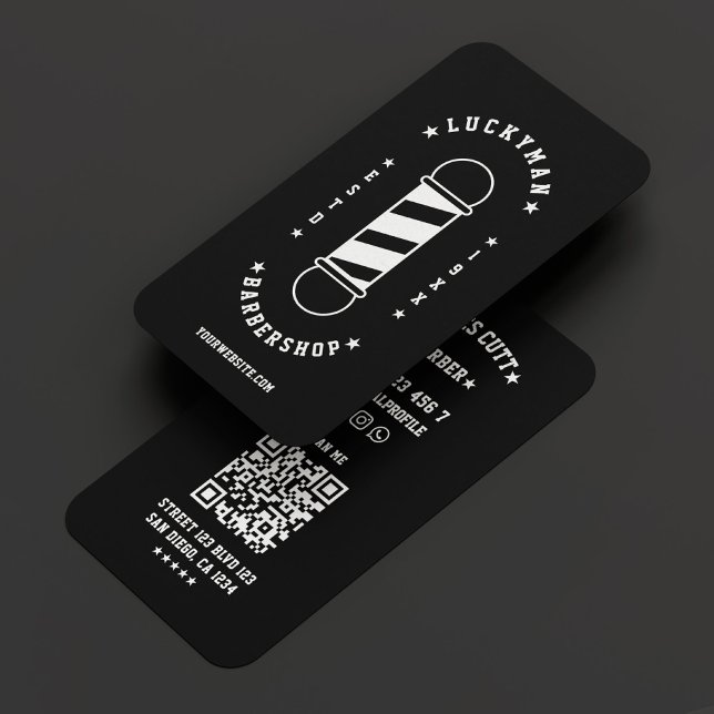 Cartão De Visita Barbearia Móvel Mínima Preta (Minimal Mobile Barber Barbershop Black Business Card
)