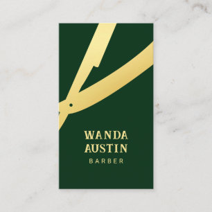 Cartão De Visita Barbearia Navalha Vermelho Falso Dourado E Verde C