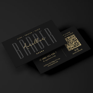 Cartão De Visita Barbearia Preta Minimalista Móvel