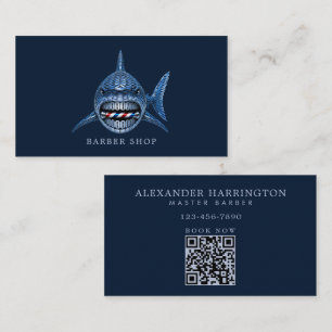 Cartão De Visita Barbearia Profissional Minimalista Steel Shark