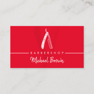 Cartão De Visita Barbearia Razor Red