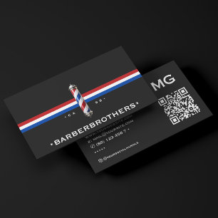 Cartão De Visita Barbearia Viagens Barbeiro Preto Vermelho Branco A