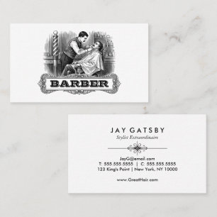 Cartão De Visita Barbearia Vintage Preto e Branco Retro