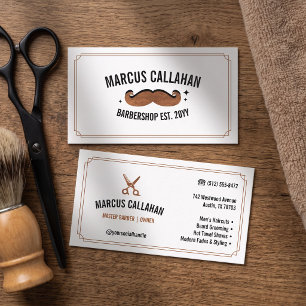 Cartão De Visita Barbearia Vintage Retro Bigode Estilista de Cabelo