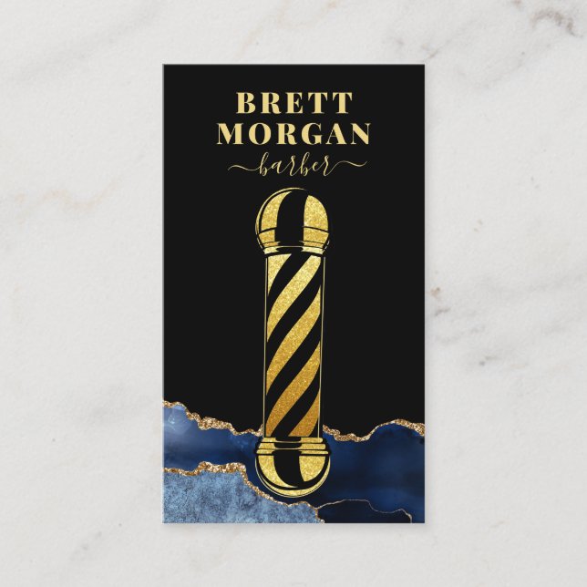 Cartão De Visita Barbeiro do Polo Dourado Negro (Frente)