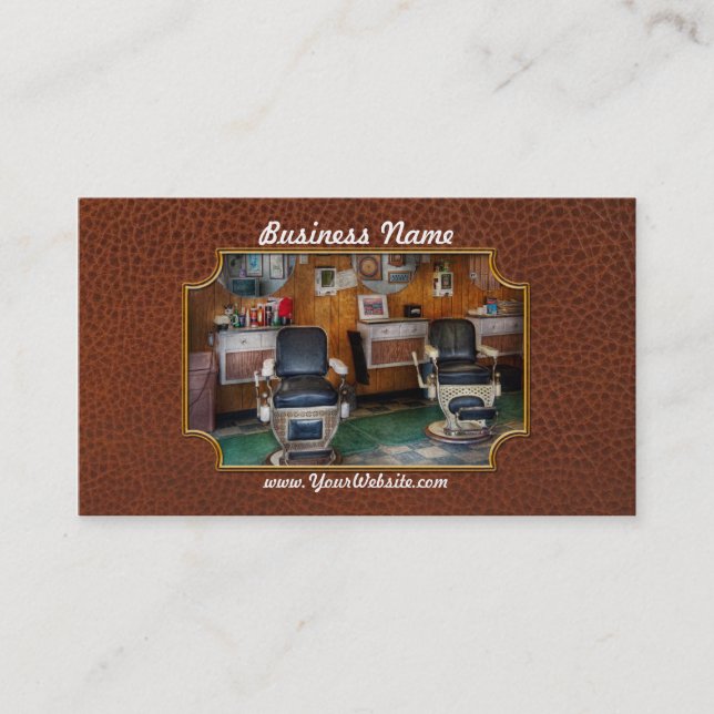 Cartão De Visita Barbeiro - Frenchtown, NJ - duas cadeiras de (Frente)