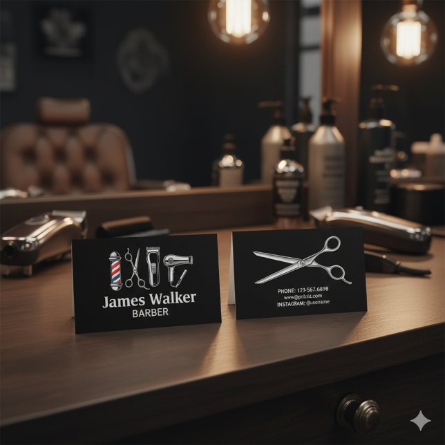 Cartão De Visita Barber - Barbearia Profissional de Stylist de Cabe (Criador carregado)