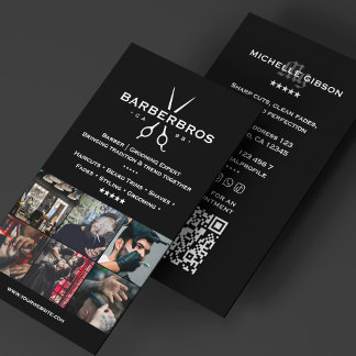 Cartão De Visita Barber Black Minimíssimo Modern Barbershop