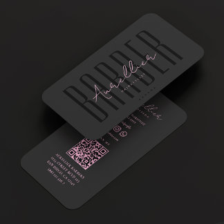Cartão De Visita Barber Black Pink Script Hair Stylist Salon