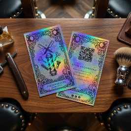 Cartão De Visita Barber Business Card | Holographic Barbershop 