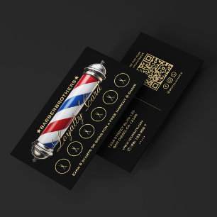 Cartão De Visita Barber Classic Pole Barbershop Recompensas de Fide