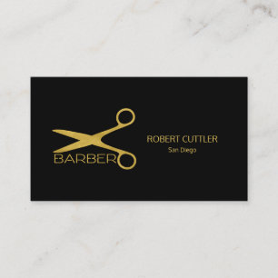 Cartão De Visita Barber compra luxo preto de ouro simples