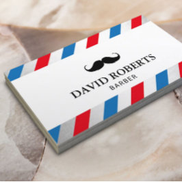 Cartão De Visita Barber Compro Cabelo do bigode Estilos Azuis Verme