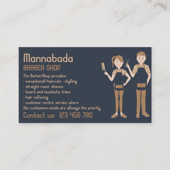 Cartão De Visita Barber Hair Salon Meninos Mulheres (Frente)