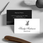 Cartão De Visita Barber Hair Stylist Simples, Preto Elegante Branco<br><div class="desc">Estilista de Cabelos Indie - Modelo de cartão de negócios Branco Negro Elegante Simples. É um design perfeito para Indie Hair Stylist,  Hair Dresser,  Salon Stylist e muito mais.</div>