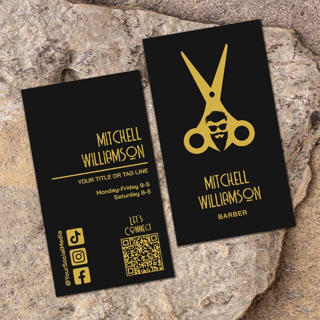 Cartão De Visita Barber Hairdresser Salon (Criador carregado)