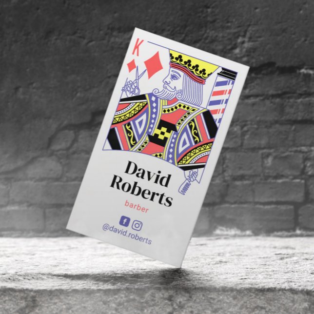 Cartão De Visita Barber King of Diamouros Hair Stylist Hairdresser  (Criador carregado)