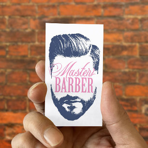 Cartão De Visita Barber Marinho Azul Tipografia Barber Barbershop