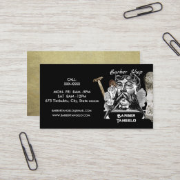 Cartão De Visita Barber Mustache Dourado Black Professional