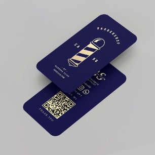 Cartão De Visita Barber Polar Barber, Dourado de Barber, azul-meia-