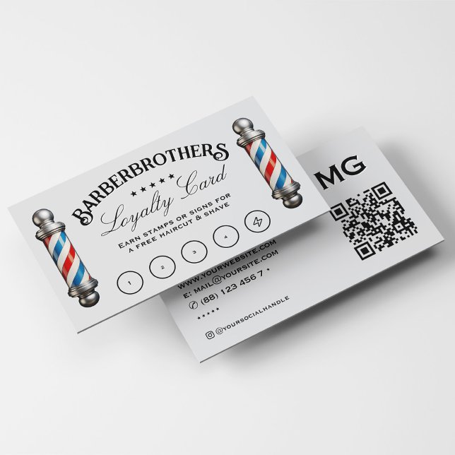 Cartão De Visita Barber Pole Light Cinzas Legant Loyalties (Barber Pole Light Grey Elegant Loyalty Reward Business Card
)