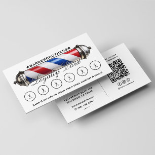 Cartão De Visita Barber Pole Vermelho Azul Tesoura Azul Lealdade