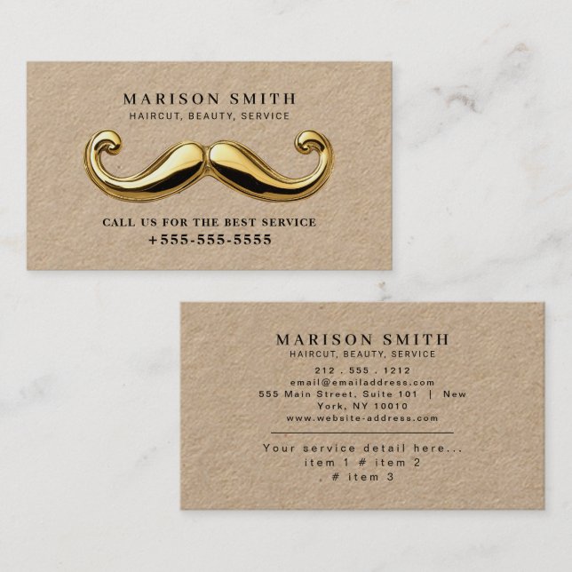 Cartão De Visita Barber Shop Hair Stylist Professional Barbershop (Frente/Verso)