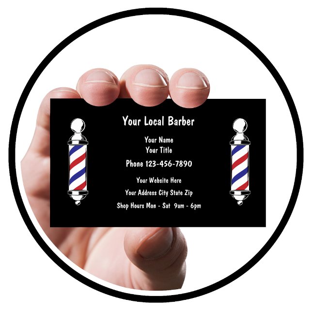 Cartão De Visita Barber Shop Simple Business Cards (Criador carregado)