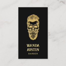 Cartão De Visita Barber Skull Barber Dourada